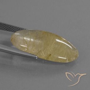 Quartz rutile Jaune moyen naturelle ovale, 12.70 ct, Transparent