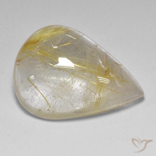12.23ct Naturel Jaune terreux Quartz rutile, En forme de poire, Transparent