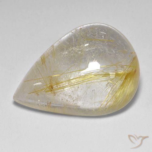Quartz rutile Jaune terreux naturelle En forme de poire, 12.23 ct, Transparent