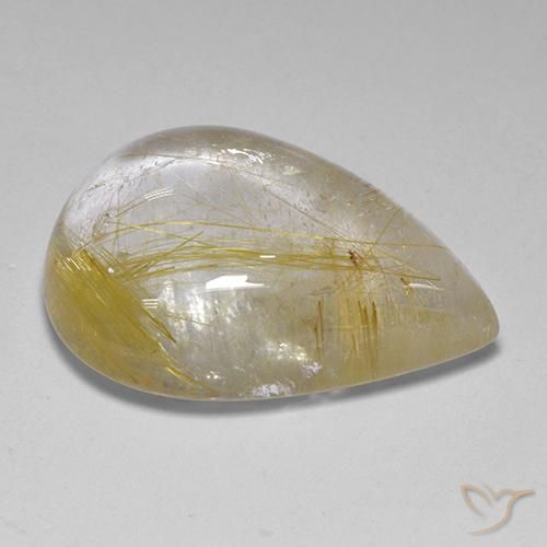 Quartz rutile Jaune terreux naturelle En forme de poire, 12.23 ct, Transparent