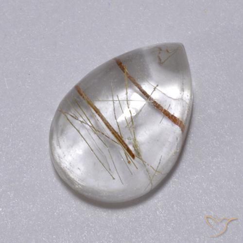 2.49ct Naturel Marron chaud Quartz rutile, En forme de poire, Transparent