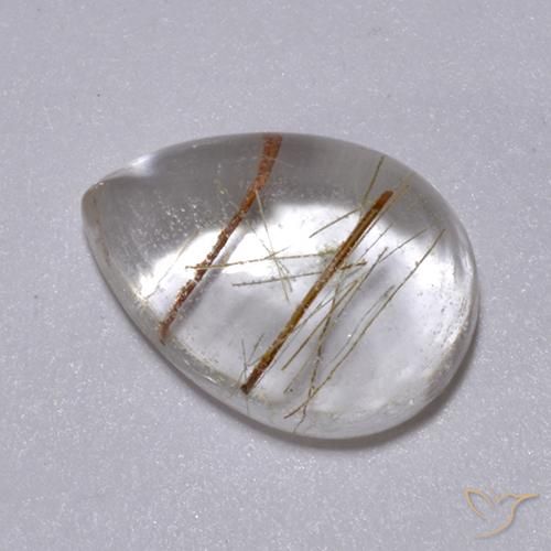 Quartz rutile Marron chaud naturelle En forme de poire, 2.49 ct, Transparent