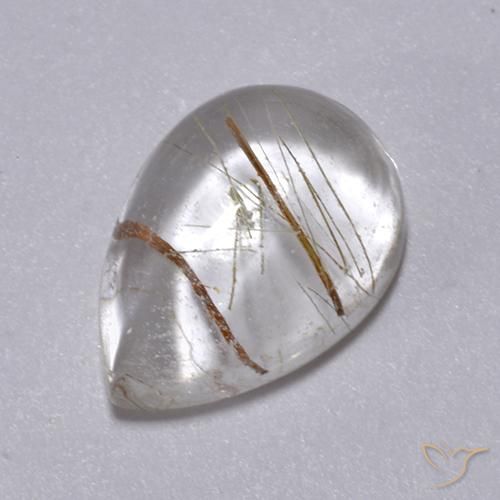 Quartz rutile Marron chaud naturelle En forme de poire, 2.49 ct, Transparent