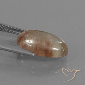 Quartz rutile Clair avec cuivre naturelle ovale, 3.64 ct, Transparent