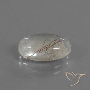 Quartz rutile Clair avec cuivre naturelle ovale, 3.08 ct, Transparent