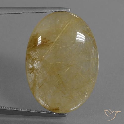 17.69ct Naturel Jaune doré Quartz rutile, ovale, Translucide