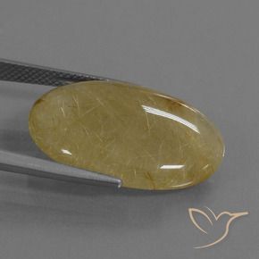 Quartz rutile Jaune doré naturelle ovale, 17.69 ct, Translucide