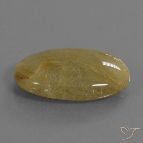 Quartz rutile Jaune Dijon naturelle ovale, 19.01 ct, Translucide