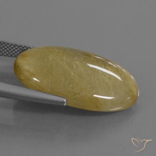 Quartz rutile Jaune Dijon naturelle ovale, 19.01 ct, Translucide