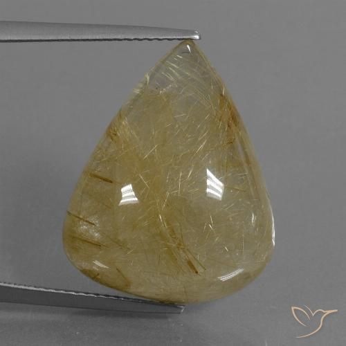 24.63ct Naturel Jaune clair Quartz rutile, En forme de poire, Translucide