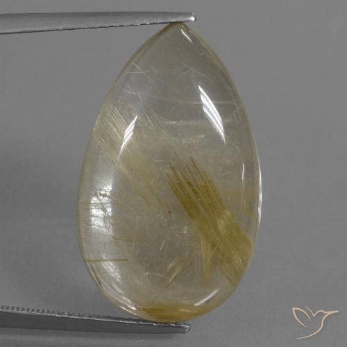 21.47ct Naturel Jaune clair Quartz rutile, En forme de poire, Transparent