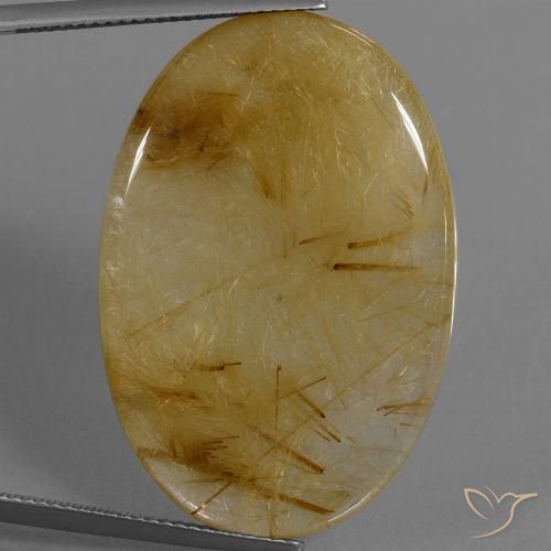 39.16ct Naturel Jaune doré Quartz rutile, ovale, Translucide