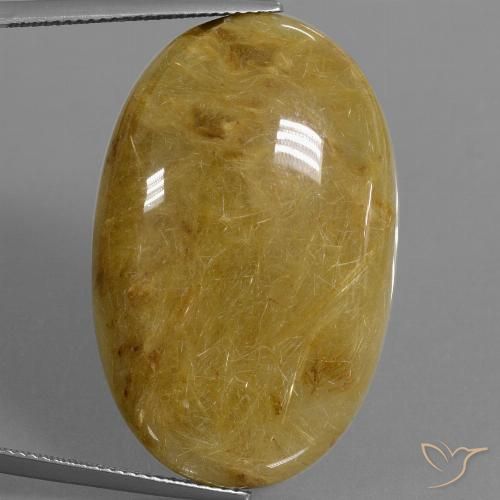 52.73ct Naturel Jaune terreux Quartz rutile, ovale, Translucide
