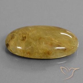 Quartz rutile Jaune terreux naturelle ovale, 52.73 ct, Translucide