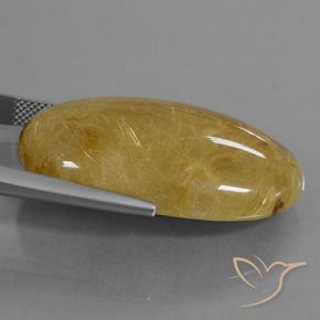 Quartz rutile Jaune terreux naturelle ovale, 52.73 ct, Translucide