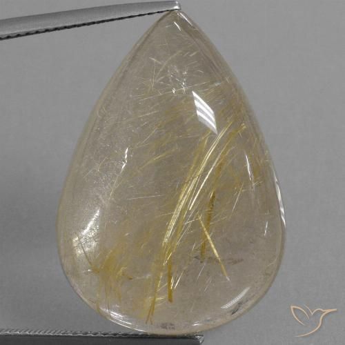 34.22ct Naturel Jaune chaud Quartz rutile, En forme de poire, Transparent