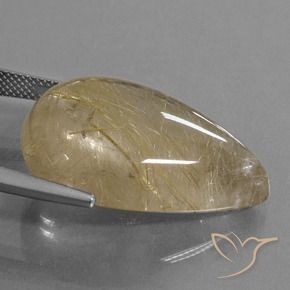 Quartz rutile Jaune chaud naturelle En forme de poire, 34.22 ct, Transparent