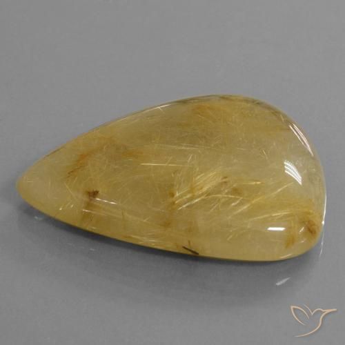 Quartz rutile Jaune doré naturelle En forme de poire, 96.56 ct, Translucide