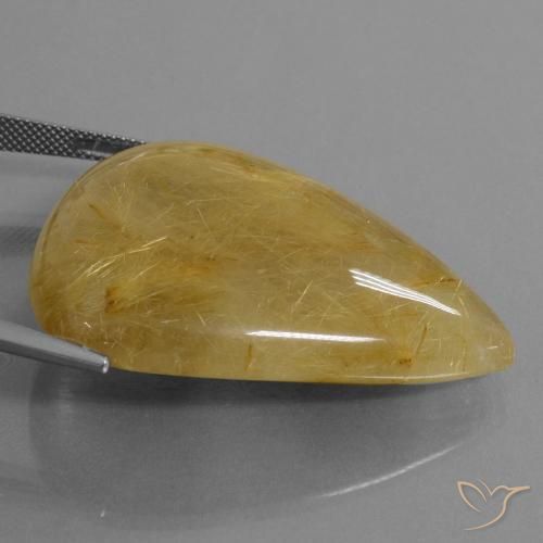 Quartz rutile Jaune doré naturelle En forme de poire, 96.56 ct, Translucide