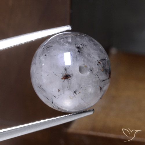 12.36ct Naturel Clair avec noir Quartz rutile, Sphère / Boule, Translucide