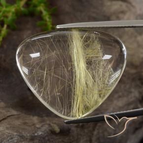 Quartz rutile Jaune Dijon très clair naturelle Trillion, 40.20 ct, Transparent