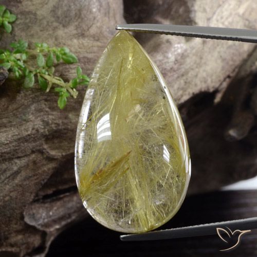 41.84ct Naturel Jaune Toscane Quartz rutile, En forme de poire, Translucide