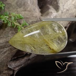 Quartz rutile Jaune Toscane naturelle En forme de poire, 41.84 ct, Translucide
