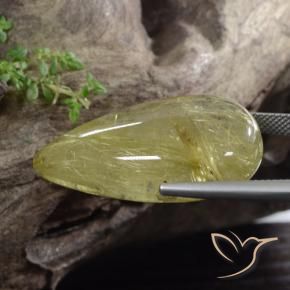 Quartz rutile Jaune Toscane naturelle En forme de poire, 41.84 ct, Translucide