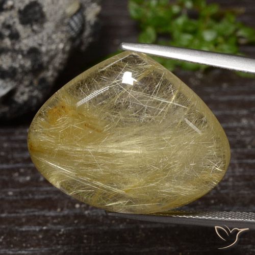 32.98ct Naturel Jaune moyen Quartz rutile, En forme de poire, Transparent