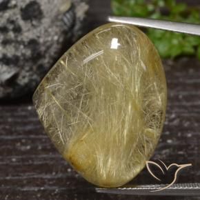 Quartz rutile Jaune moyen naturelle En forme de poire, 32.98 ct, Transparent