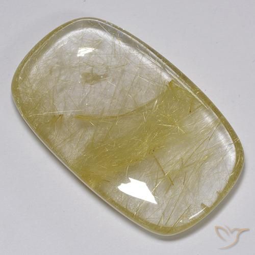 74.88ct Naturel Jaune terreux Quartz rutile, Coussin, Translucide
