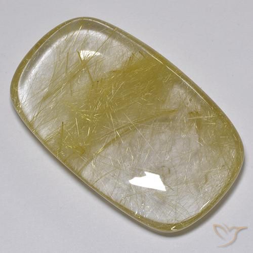 Quartz rutile Jaune terreux naturelle Coussin, 74.88 ct, Translucide