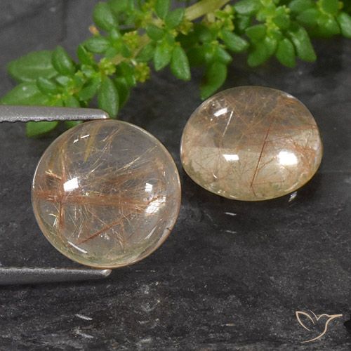 7.14ctw Naturel Bois marron très clair Quartz rutile, Tour, Transparent