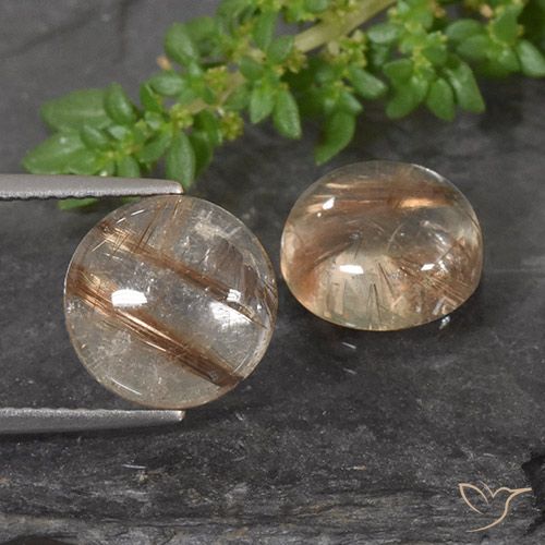 7.24ctw Naturel Bois marron très clair Quartz rutile, Tour, Transparent