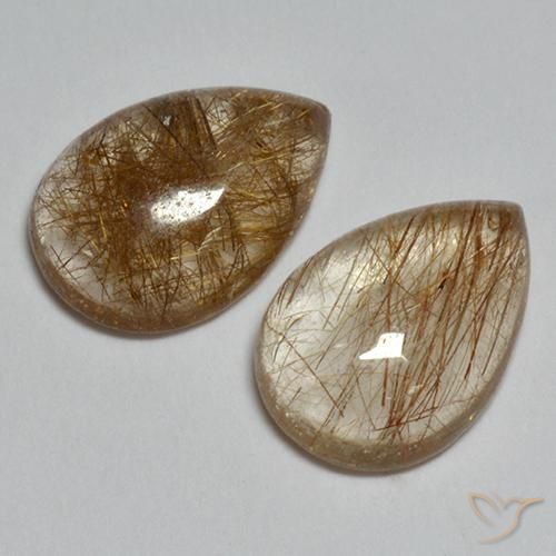 3.65ctw Naturel Marron chaud Quartz rutile, En forme de poire, Transparent