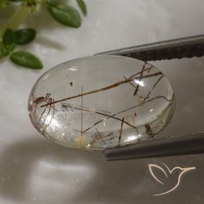 Quartz rutile Clair avec cuivre naturelle ovale, 3.42 ct, Transparent