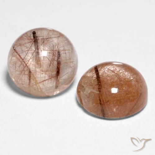 3.11ctw Naturel Marron chaud Quartz rutile, Tour, Translucide