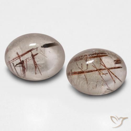 4.43ctw Naturel Clair avec brun Quartz rutile, ovale, Transparent