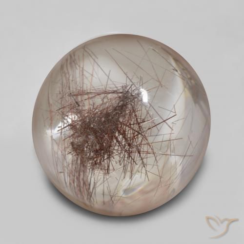 Quartz rutilé marron naturelle coupe roude, 14,72 ct, transparent