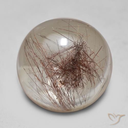 Quartz rutilé marron naturelle coupe roude, 14,72 ct, transparent