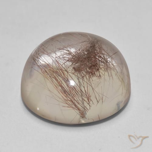 Quartz rutilé marron naturelle coupe roude, 14,72 ct, transparent