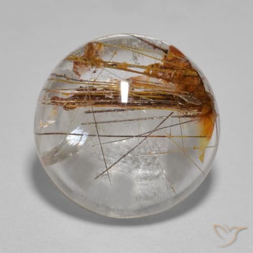 5.96ct Naturel Clair avec brun Quartz rutile, Tour, Transparent