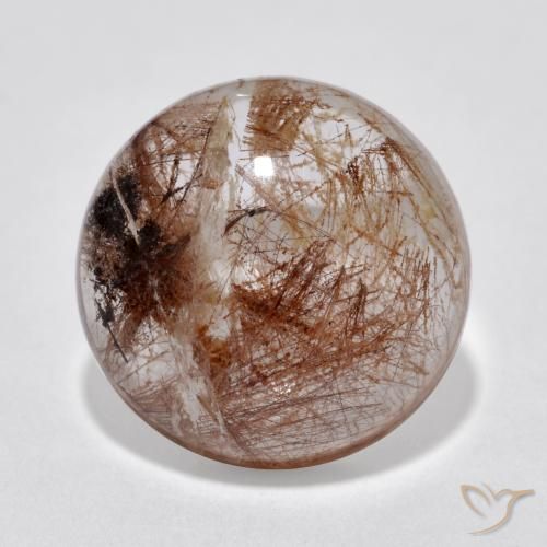 Quartz Rutile Clair avec brun naturelle Coupe roude, 5.88 ct, Translucide