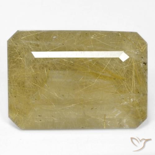 Quartz rutile Doré léger naturelle Octogone / coupe Émeraude, 34.58 ct, Transparent