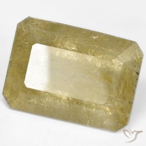 Quartz rutile Doré léger naturelle Octogone / coupe Émeraude, 34.58 ct, Transparent