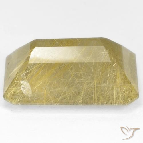 Quartz rutile Doré léger naturelle Octogone / coupe Émeraude, 34.58 ct, Transparent