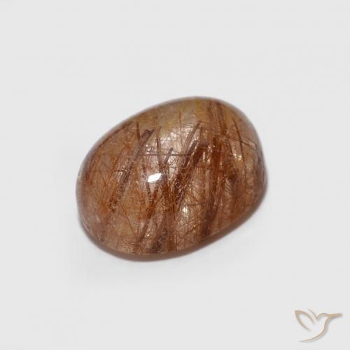 Quartz rutile Orange rouge foncé naturelle ovale, 1.76 ct, Transparent