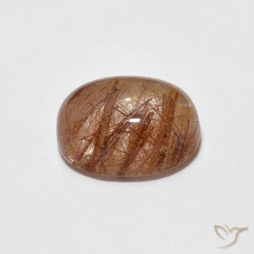 Quartz rutile Orange rouge foncé naturelle ovale, 1.76 ct, Transparent