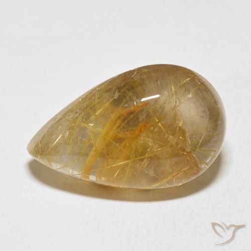 15.75ct Naturel Or Quartz rutile, En forme de poire, Transparent