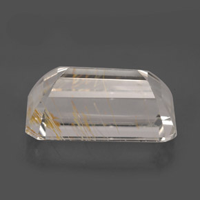 Topaze rutilée jaune naturelle taille émeraude, 8,79 ct, transparent